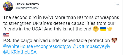 Ще 80 тонн зброї від США доправили в Україну 03