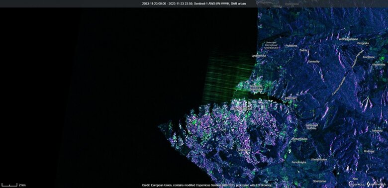 Росіяни дуже щільно прикрили Севастопольську бухту РЕБом для захисту від атак України. Це видно навіть з космосу 01 Росіяни дуже щільно прикрили Севастопольську бухту РЕБом для захисту від атак України. Це видно навіть з космосу 01