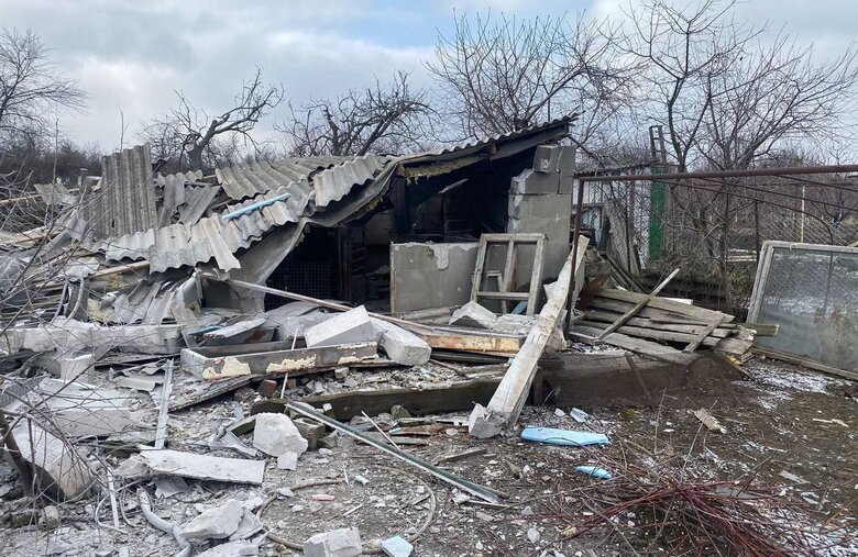 Destruction in Nikopol district on 7 February