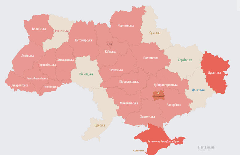 В Украине объявлена масштабная воздушная тревога 01