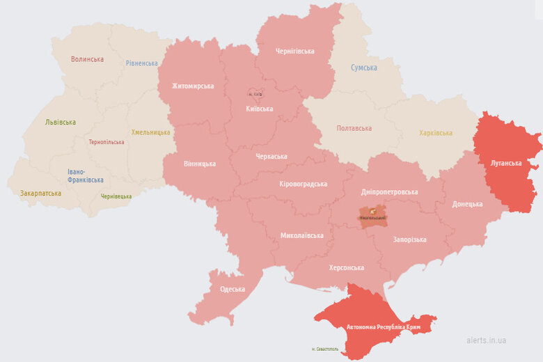 У Києві та низці областей України оголошена повітряна тривога 01 У Києві та низці областей України оголошена повітряна тривога 01