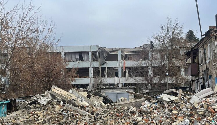 This morning, Russians carried out two air strikes on village of Velykyi Burluk, hitting educational institution