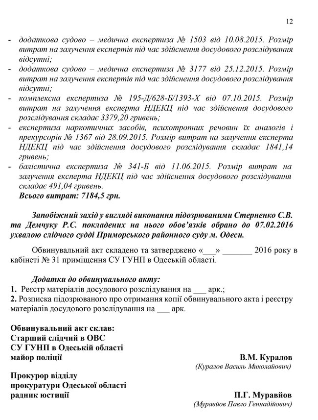 Оприлюднено обвинувальний акт у справі Стерненка 12