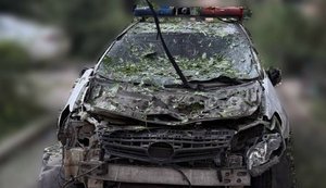 Російський FPV-дрон влучив в екіпаж патрульних у Краматорську, один поліцейський поранений. ФОТО