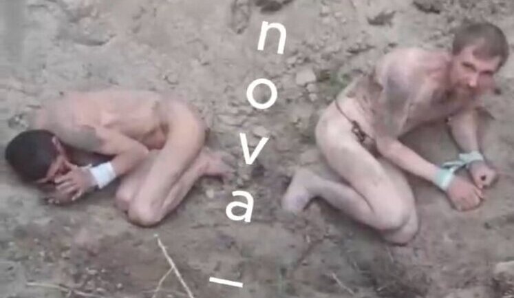 Russian commander fires over heads of two naked refusenik soldiers in pit: "What now, you b#tches? Shall we treat your bronchitis? Got your f#cking faces up!. VIDEO