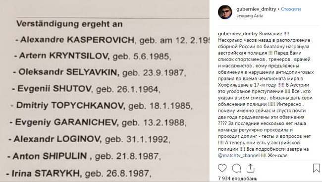 Збірній РФ з біатлону в австрійському Хохфільцені висунуто звинувачення через допінг 01