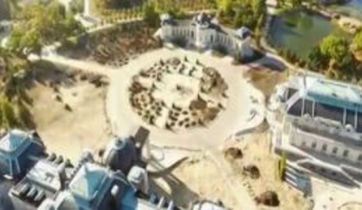 Bird’s eye panorama of palace owned by Yurii Ivaniushchenko near Kyiv. VIDEO