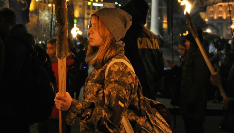 Активисты "Сокола" провели факельный марш в Киеве в годовщину организации. ВИДЕО+ФОТОрепортаж