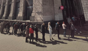 "Probably for first time in history, when queue for postage stamp is bigger than for iPhone": in Kyiv, people want to buy stamp "Russian warship, go ...!". PHOTO