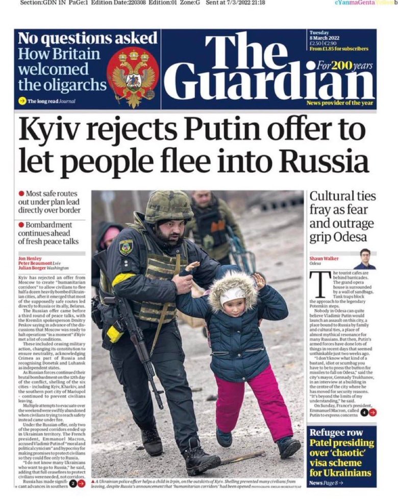 Діти гинуть, люди тікають з домівок – за що?: перші шпальти провідних світових ЗМІ кричать про військові злочини РФ в Україні 04