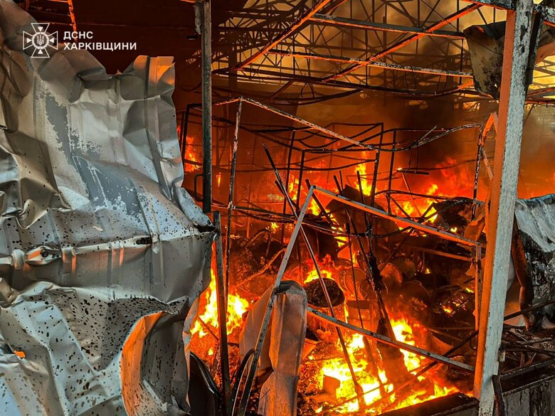 Market in the village of Velykyi Burluk after shelling