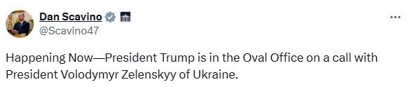 Трамп проводить розмову із Володимиром Зеленським