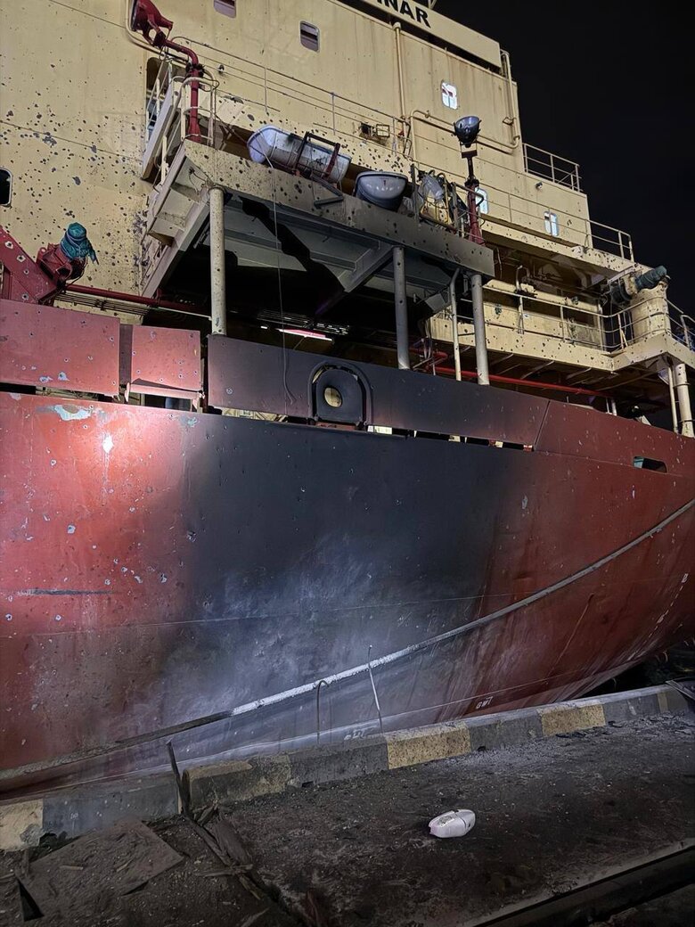 The attacked vessel in the port of Odesa