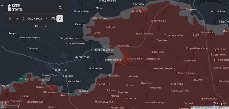 Продвижение россиян к северу от Покровска