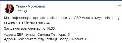 Завтра после допроса в ГБР меня возьмут под стражу, - Чорновол 01