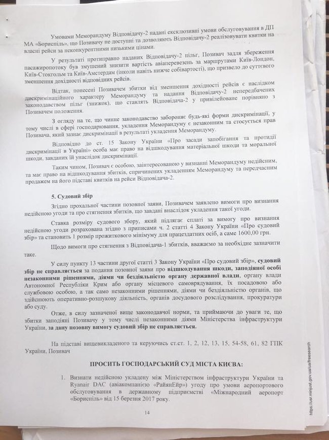 МАУ Коломойского подала в суд на Мининфраструктуры из-за Ryanair 05