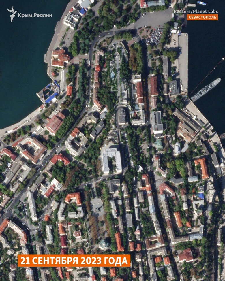 З’явилися перші супутникові знімки після удару по штабу Чорноморського флоту РФ 05