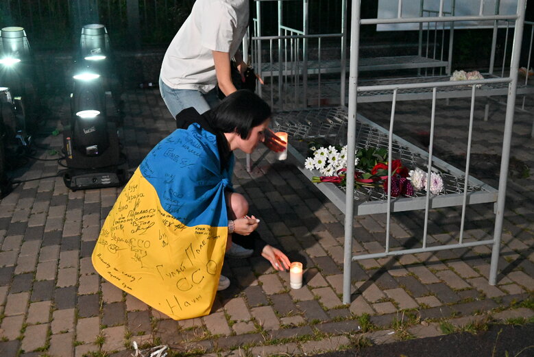 A rally was held near Russian Embassy in honor of one-year anniversary of Russian terrorist attack in Olenivka 06