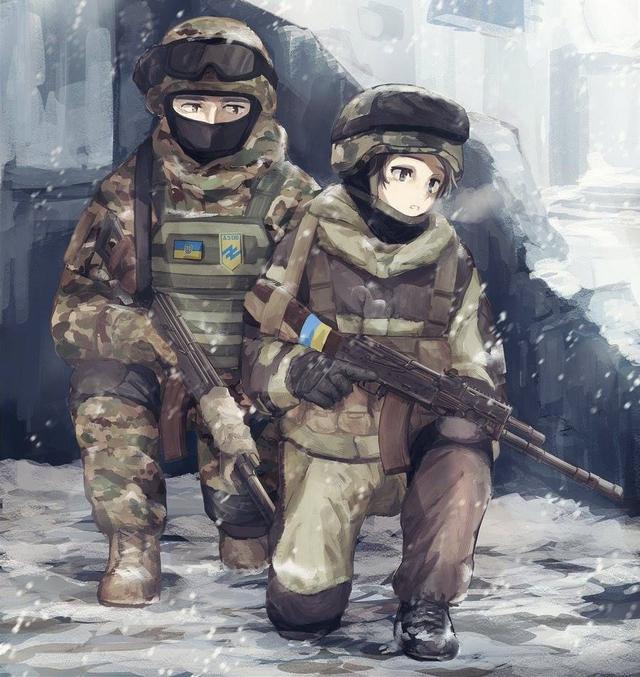 Японский художник рисует украинских военных в стиле аниме 05