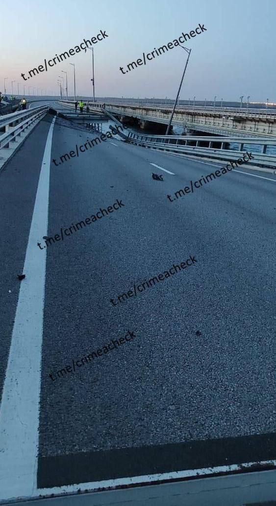 Damage to Crimean Bridge after explosions 01