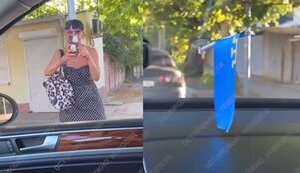 Россиянку в оккупированном Крыму разозлил флаг кырымлы на лобовом стекле автомобиля: "Я вас ненавижу, татарва #баная! И вас скоро отсюда выселят". ВИДЕО
