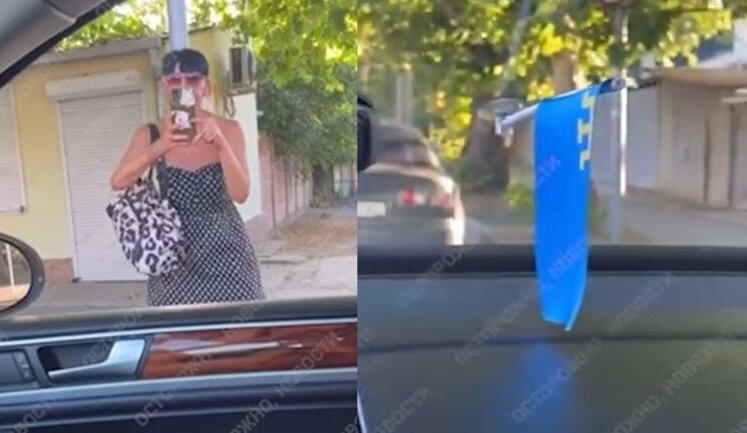 Россиянку в оккупированном Крыму разозлил флаг кырымлы на лобовом стекле автомобиля: "Я вас ненавижу, татарва #баная! И вас скоро отсюда выселят". ВИДЕО