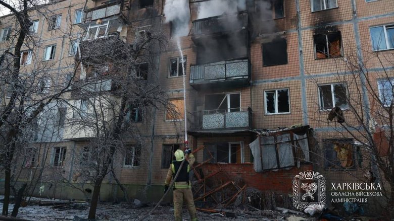 Russians struck a residential building in Kharkiv on February 3