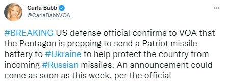 У Пентагоні підтвердили плани надати Україні Patriot 01