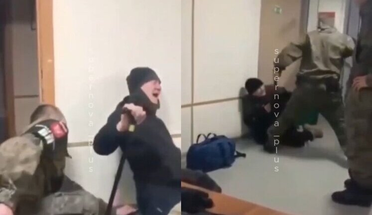 Двоє тувинських росгвардійців за допомогою електрошокера та палиці "виховують" двох відмовників: "Че, бл#дь, штурмовики #баные! Снимай штаны - #бать буду". ВIДЕО