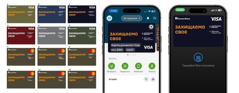 ПриватБанк" запускає скіни для карток з символами видів та родів військ