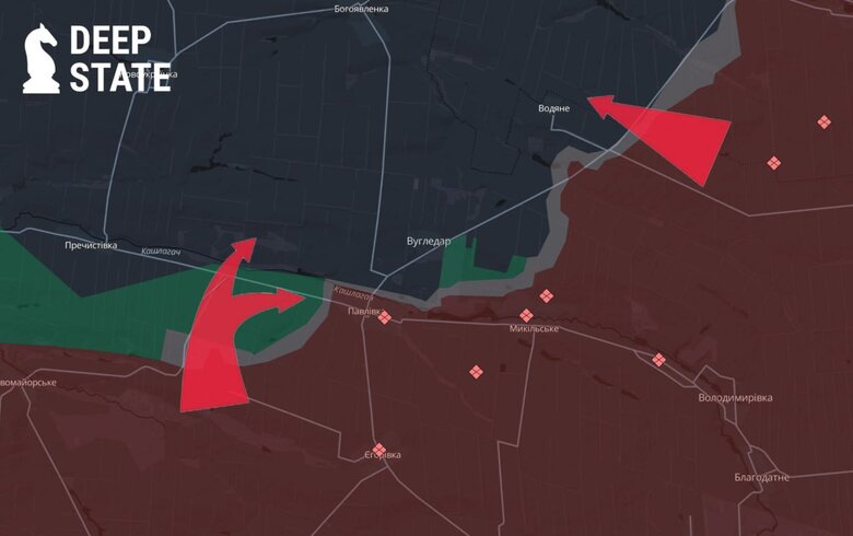 Карта бойових дій поблизу Вугледара