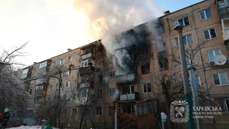 Russians struck a residential building in Kharkiv on February 3