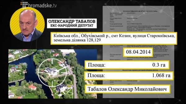 Земельна ділянка Олександра Табалова в Козині