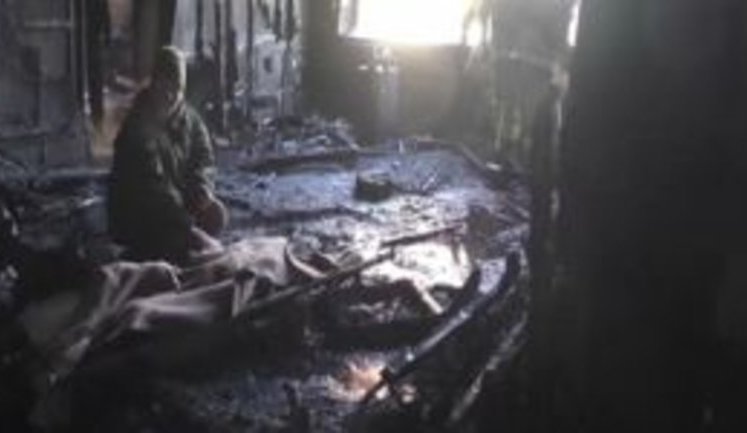 Кабінет знищеного ватажка бойовиків "Сомалі" Гіві випалено зсередини. У приміщенні - труп. ВIДЕО+ФОТОрепортаж