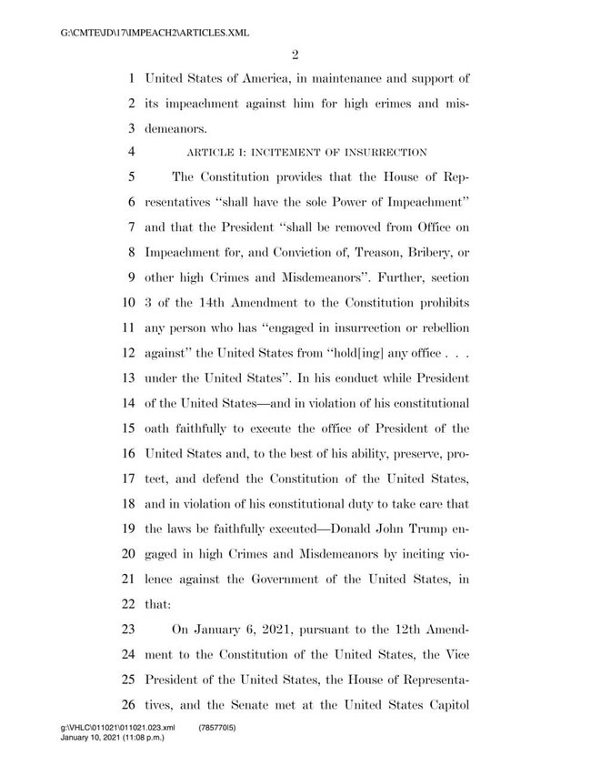 Конгресс США обнародовал резолюцию для импичмента Трампа (обновлено) 02