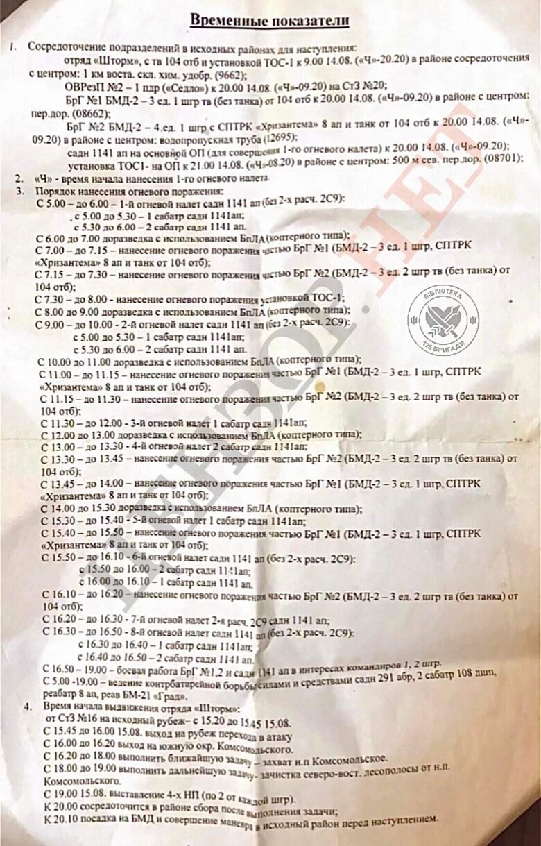 Як російський 108-й десантно-штурмовий полк захопив Благодатне: план атаки згідно з бойовим наказом 01