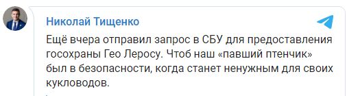 Попросил СБУ предоставить Леросу госохрану, - слуга народа Тищенко 02