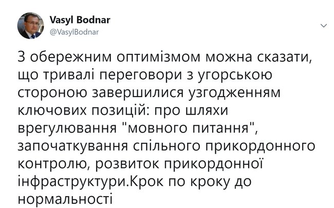 Україна й Угорщина узгодили позиції з мовного питання та прикордонного контролю, - Боднар 01