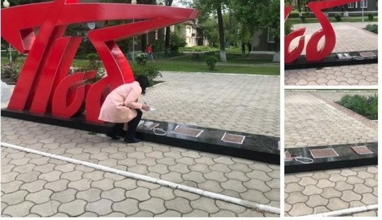 В окупованому Харцизьку "диверсанти" вкрали три останні букви інсталяції "Победа". ФОТО