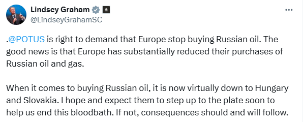 Грэм пригрозил Венгрии и Словакии за покупку нефти у РФ