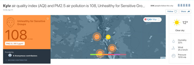 За забрудненістю повітря Київ уже не лідирує у світі, але як і раніше в першій десятці 02