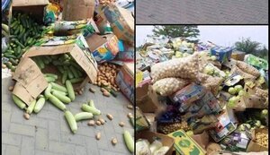 Russians did not let cars with goods into Zaporizhzhya, people threw tons of vegetables at checkpoint. PHOTO