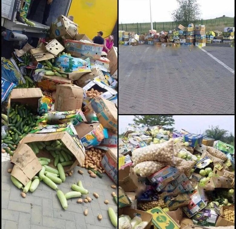 Russians did not let cars with goods into Zaporizhzhya, people threw tons of vegetables at checkpoint 01