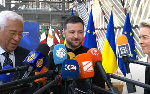 Zelenskyy arrives at emergency EU summit in Brussels.