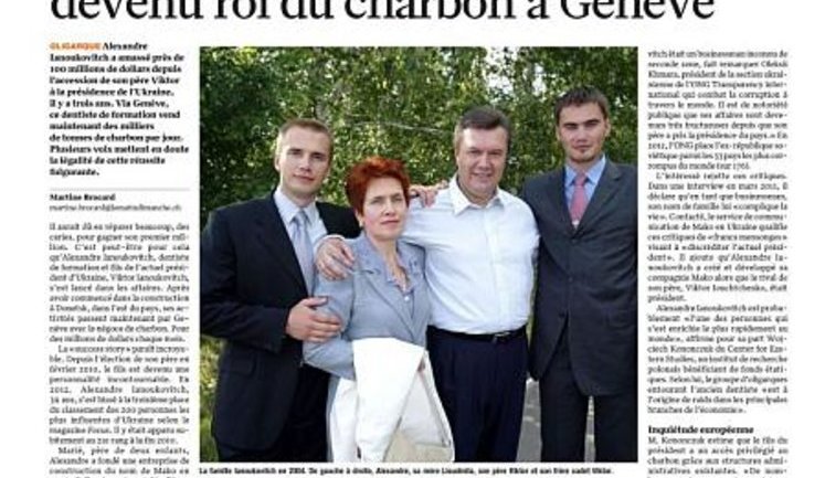 Oleksandr Yanukovych - Coal King of Ukraine, Swiss Newspaper. PHOTO