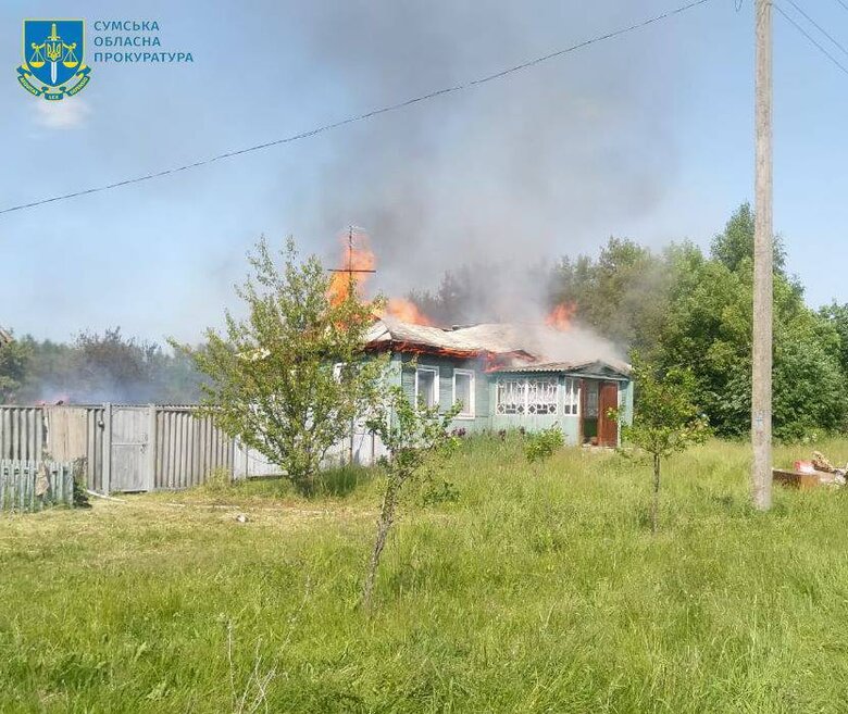 Последствия вражеских обстрелов Сумщины, местный житель получил ранение 02