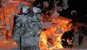 Critical infrastructure facility in Vinnytsia region caught fire following attack by Russian Federation. PHOTOS