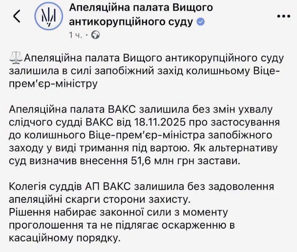 заявление ВАКС