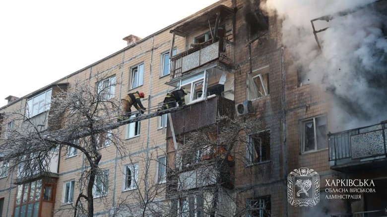 Russians struck a residential building in Kharkiv on February 3