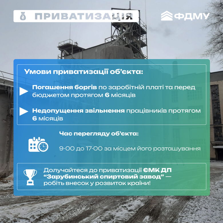 Фонд держмайна знову виставив на продаж спиртзавод на Тернопільщині. Ціну знизили ще на 6 мільйонів